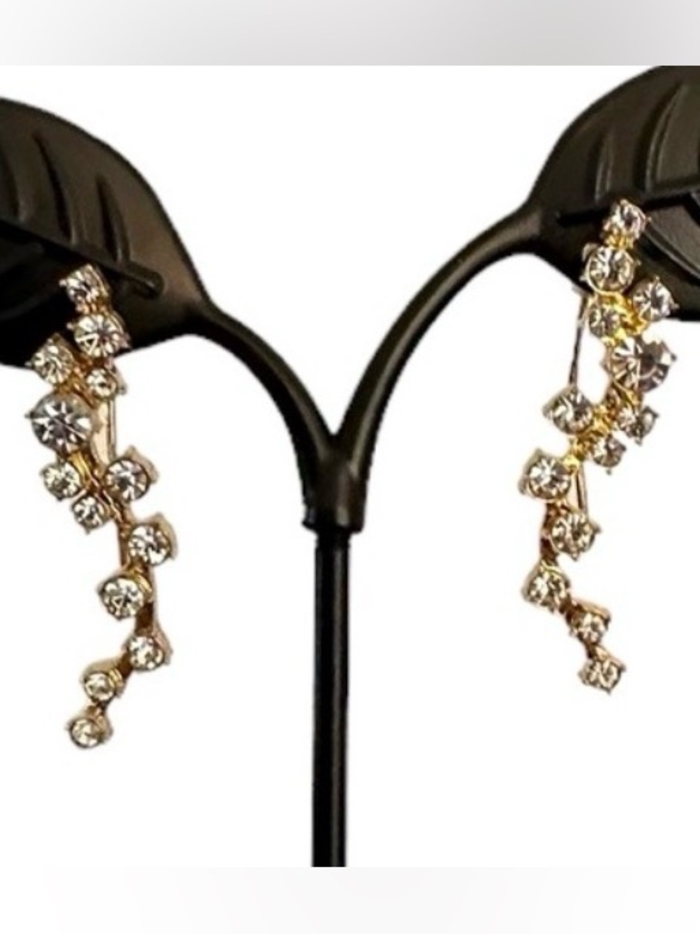 Gold Tone and Crystal Climber Earrings
